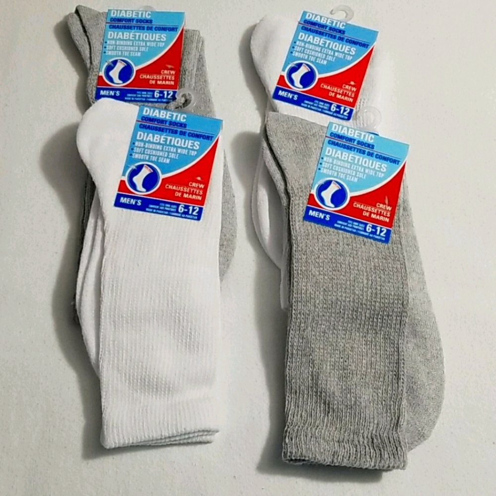 NEW 4 Pair Men's Diabetic Comfort Crew Socks